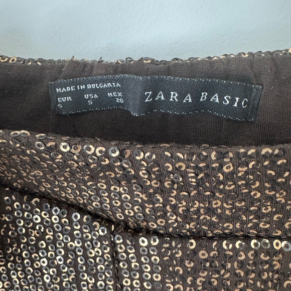 Zara Sequin Harem pants with pockets! Super sparkly and fully lined! Brown/ gold - Picture 5 of 5